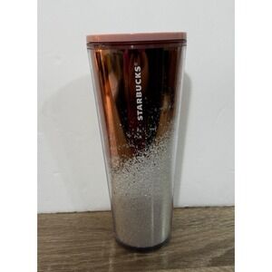 Starbucks 2019 Tumbler Holiday Cascading Tumbler Rose Gold Mirror Glitter 24oz